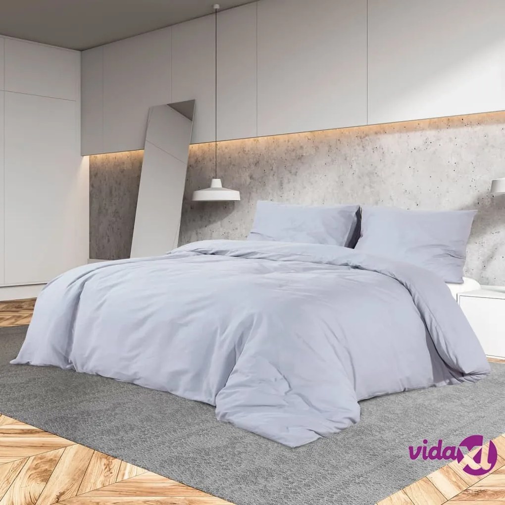 vidaXL Set Copripiumino Grigio 140x200 cm in Cotone