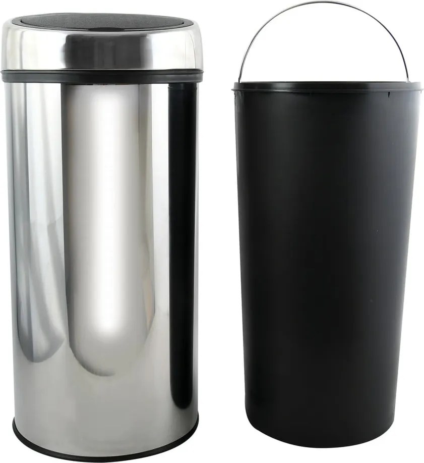 Cestino per la spazzatura color argento lucido in acciaio touch 30 l – MSV