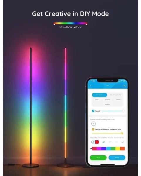 Govee - Lampada da terra LED RGBW dimmerabile LITE MATTER LED/24W/230V Wi-Fi