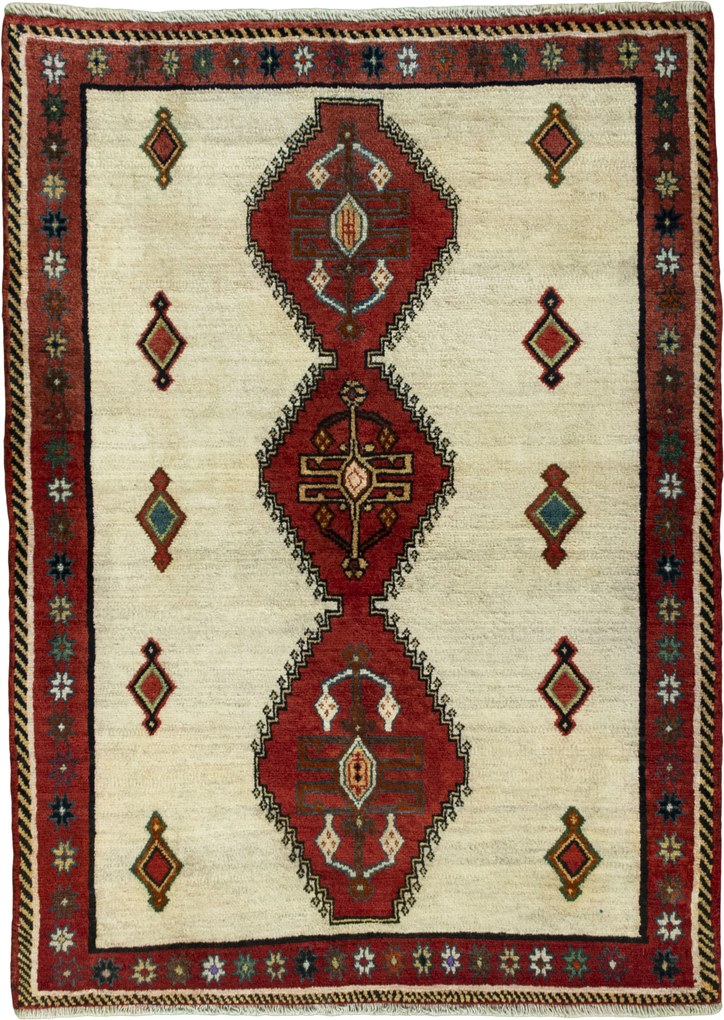 Gabbeh Tappeto 110 x 150 Beige (Iran) Annodato A Mano