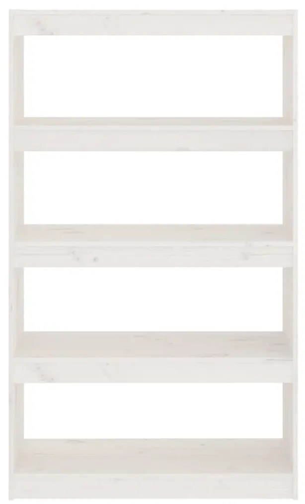 Libreria/divisorio bianco 80x30x135,5 cm in massello di pino