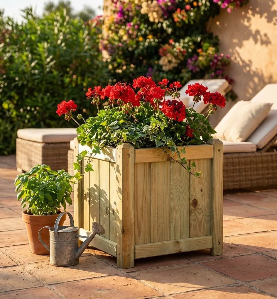 fioriera da giardino in legno di pino impregnato in autoclave 40 x 40 cm