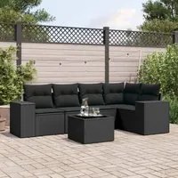 Set Divano da Giardino 6 pz con Cuscini Nero in Polyrattan 3254872