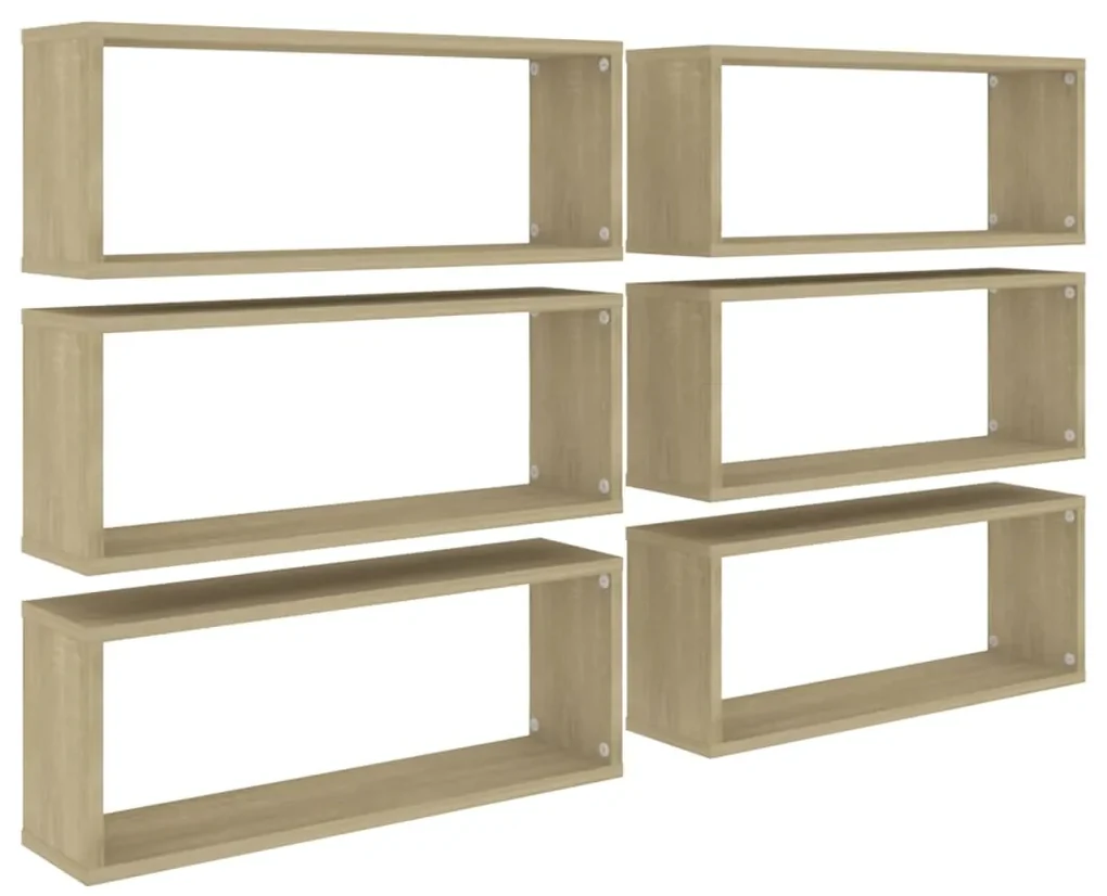 Mensole a cubo 6 pz sonoma 60x15x23 cm in truciolato