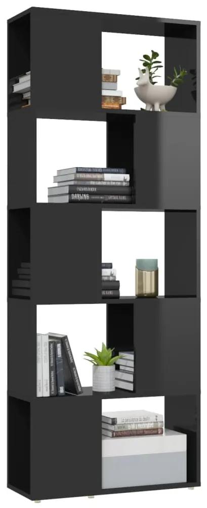 Libreria/divisorio nero lucido 60x24x155 cm