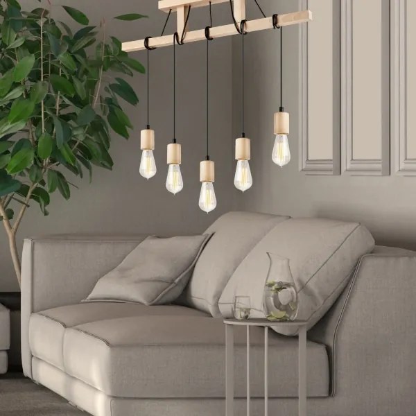 Lampadario a sospensione LEON 5xE27/60W/230V su cavo