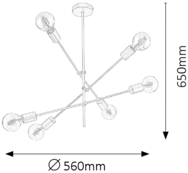 Rabalux 2104 - Lampadario a sospensione con supporto rigido LANNY 6xE27/15W/230V