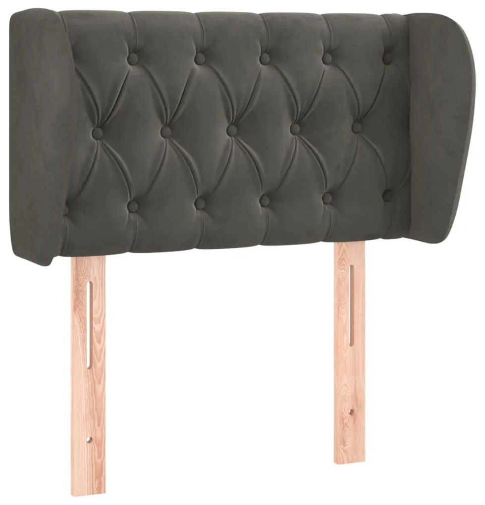 Testiera ad orecchio grigio scuro 83x23x78/88 cm in velluto