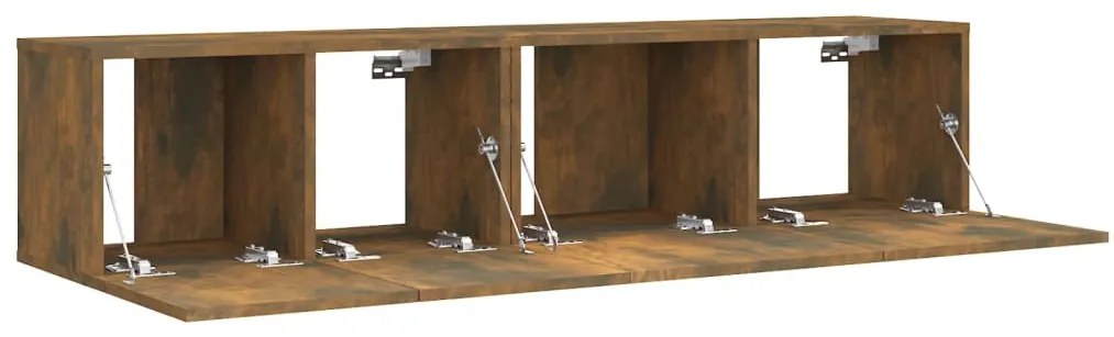 Set mobili porta tv 2 pz rovere fumo in legno multistrato