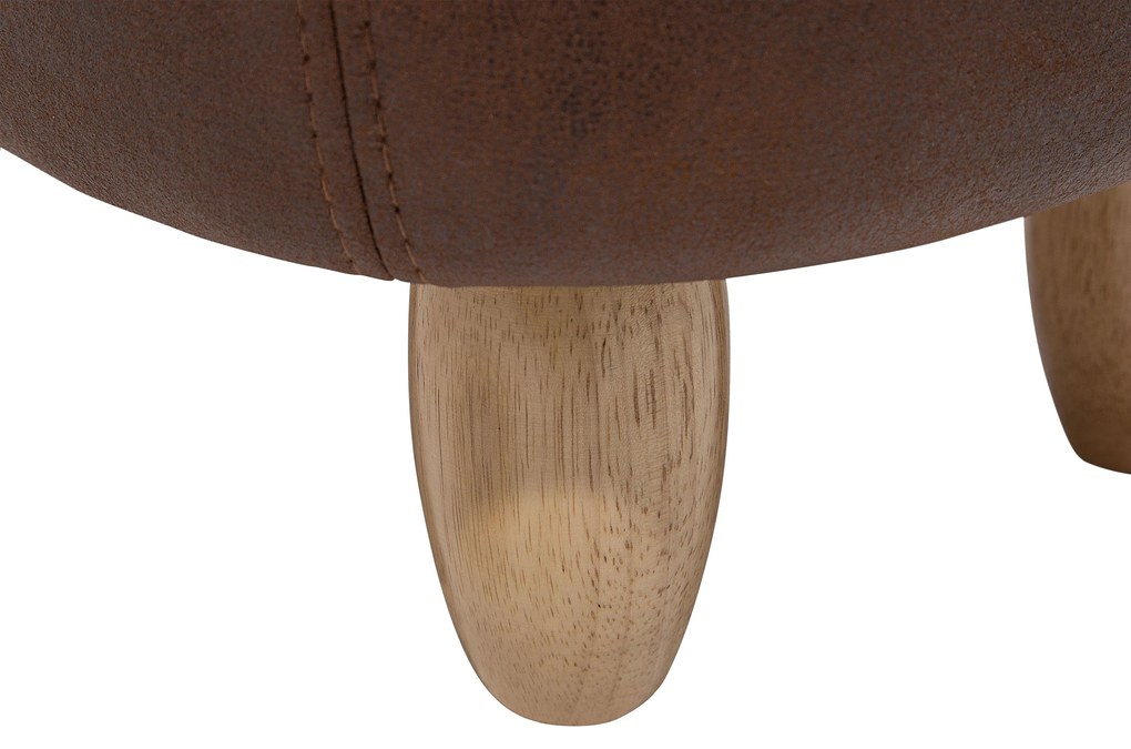 Pouf in tessuto similpelle marrone scuro ELEPHANT Beliani