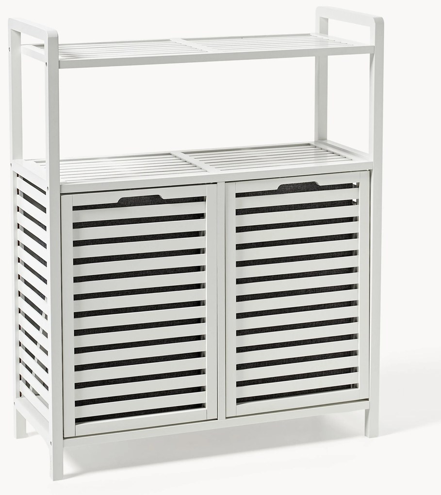 Set scaffale da bagno in bambù con cesti lavanderia