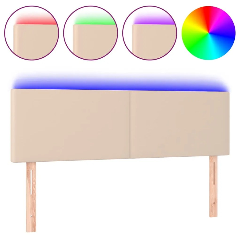 Testiera cappuccino a led 144x5x78/88 cm in similpelle