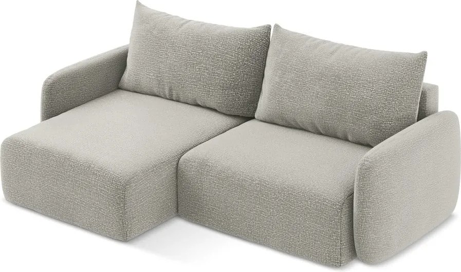 Divano angolare grigio chiaro allungabile/con contenitore (con penisola a sinistra) Kalena – Makamii