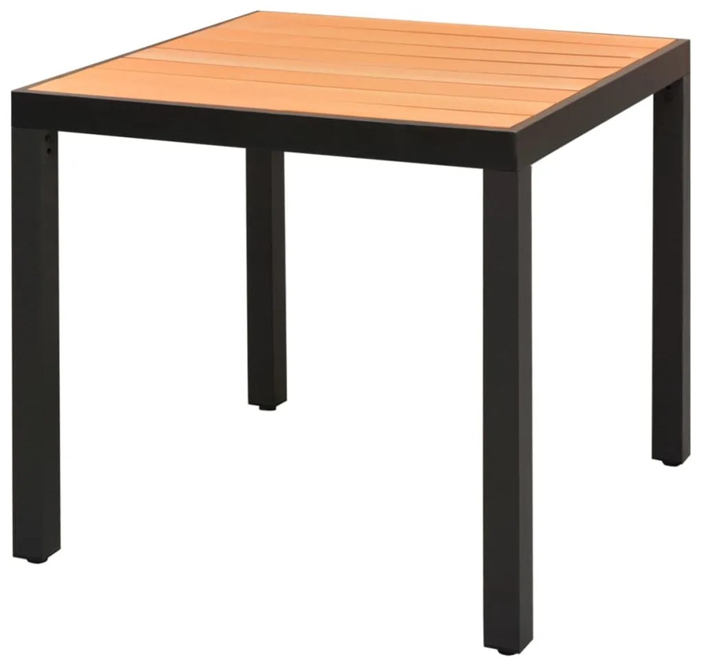 Set da pranzo da giardino 3 pz in rattan pvc nero e marrone