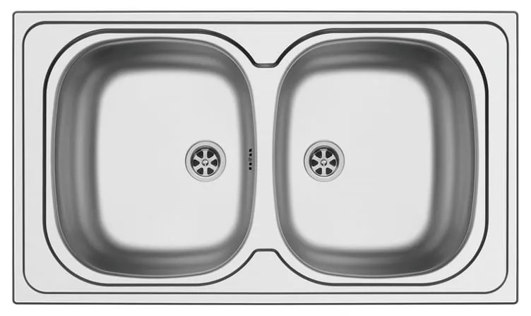 Lavello integrato 2 vasche in inox argento DELINIA Aurora L 50 x L 86 cm