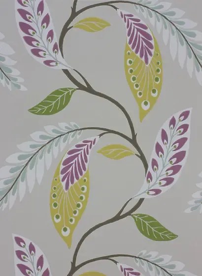 Nina Campbell Carta da parati Fontibre - Amethyst/ Green/ Yellow