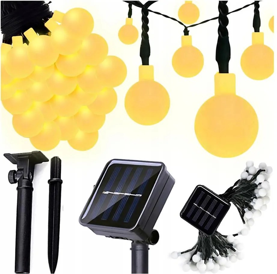 Catena luminosa solare 30x LED/8 funzioni 500 mAh 6,5 m IP67 bianco caldo