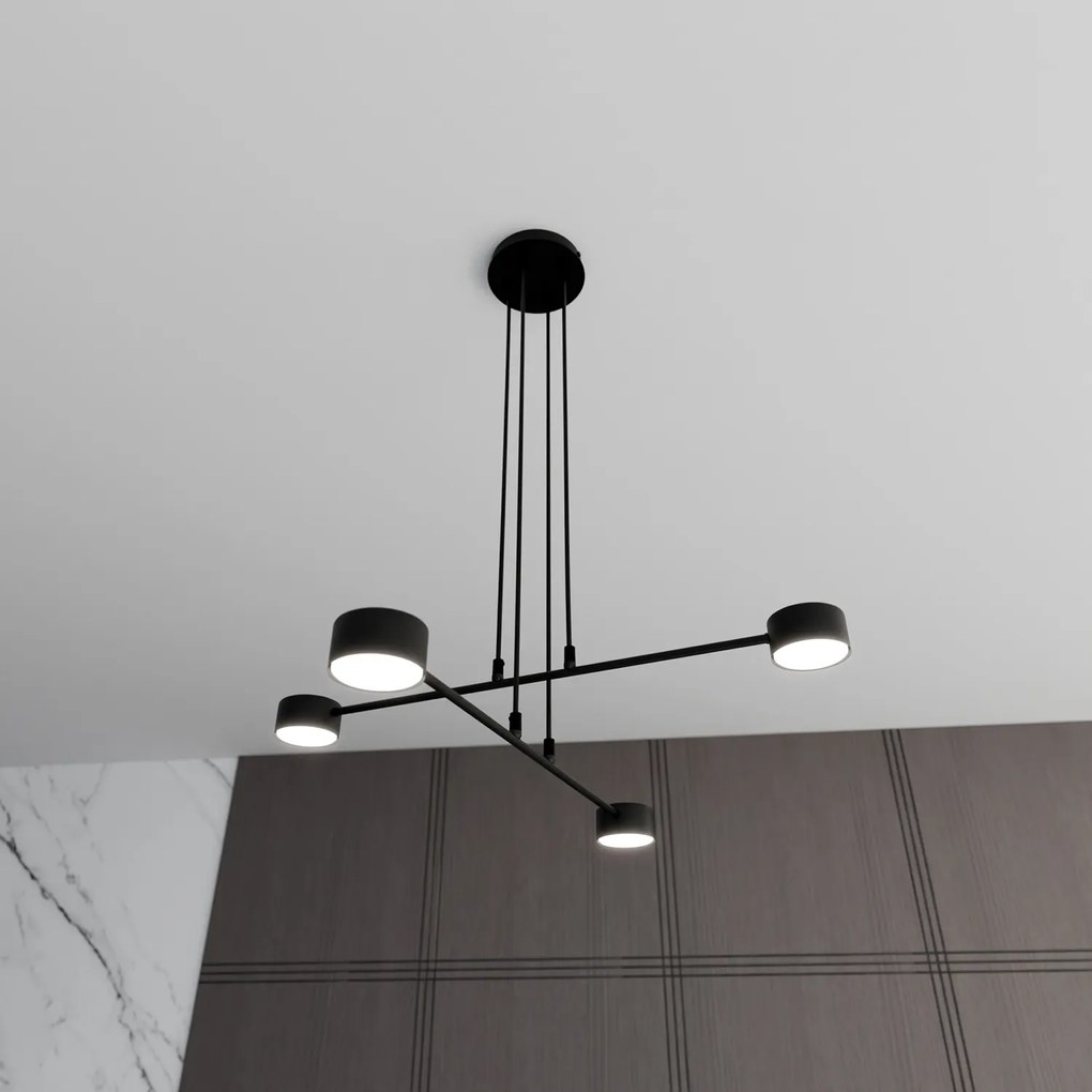 Sospensione Moderna Tefnut 4 Luci In Acciaio Nero