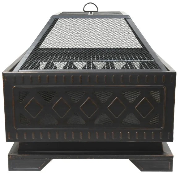 Griglia portatile a legna con griglia nera/patinata