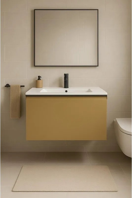 Mobile da bagno sospeso sotto lavabo Fusion L80 H40 P45 cm oro, 1 cassetto