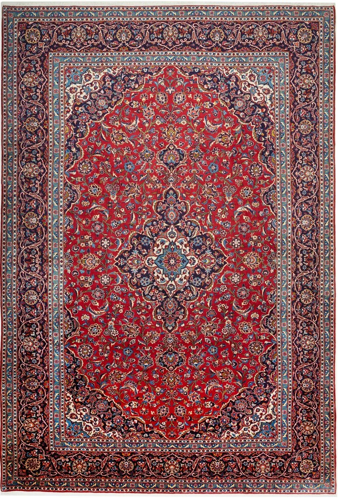 Kashan Tappeto persiano 370 x 260 Blu (Iran) Annodato A Mano