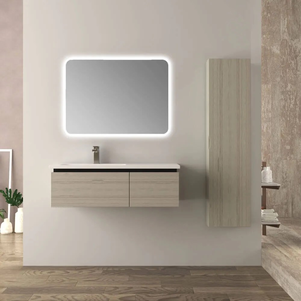 Mobile bagno 100 cm rovere sbiancato Mod. Mono Slide