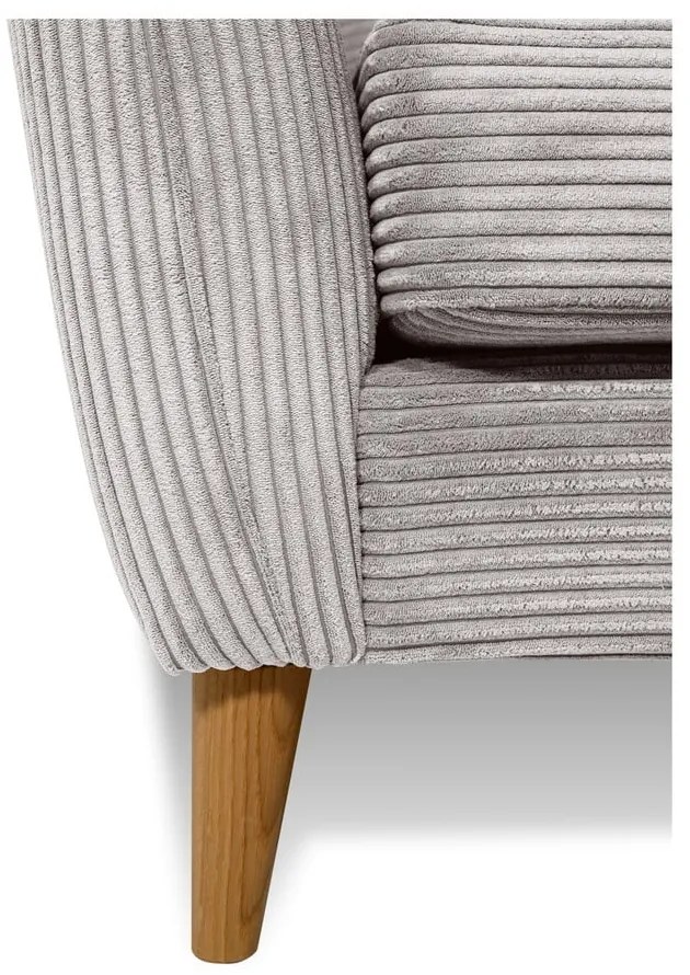 Divano in velluto a coste grigio chiaro 206 cm Paris - Scandic