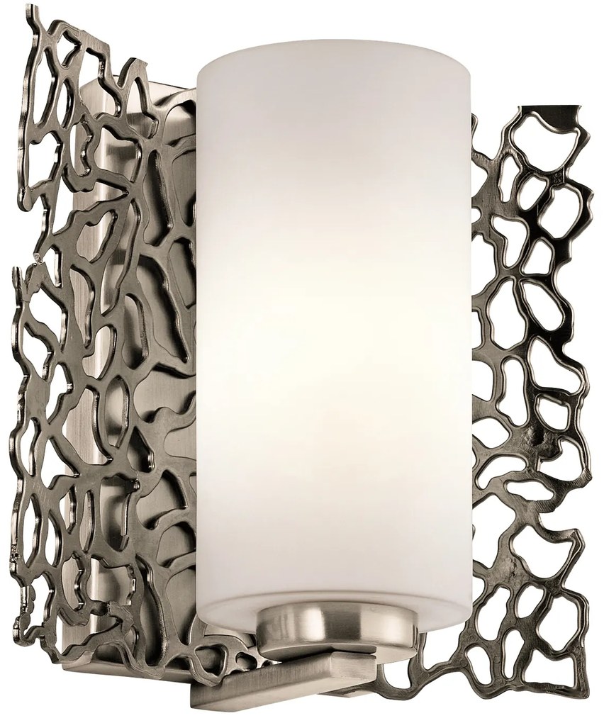 Applique Contemporanea Silver Coral Metallo Peltro Classico Vetro 1 Luce E27