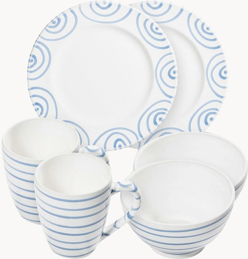 Set da colazione fatto a mano Blaugeflammt, 2 persone, set da 6
