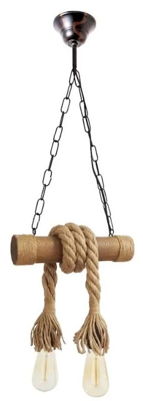 Lampadario a sospensione con catena KOS 2xE27/60W/230V faggio