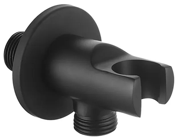 Set doccia York nero opaco con miscelatore, braccio 30 cm, soffione 25cm e kit con doccino, flessibile e presa acqua
