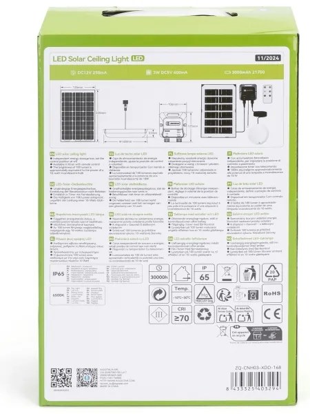 Aigostar - Lampada LED solare LED/35W/12V 3000 mAh 6500K diametro 16,8 cm