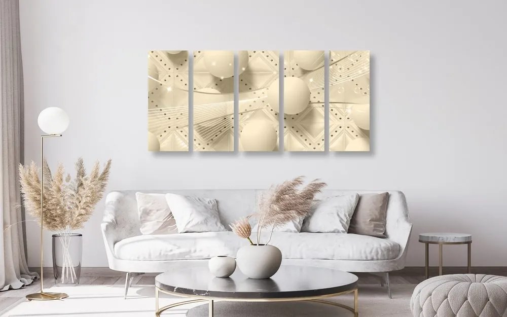 Quadri 5 pezzi – Lusso in versione seppia