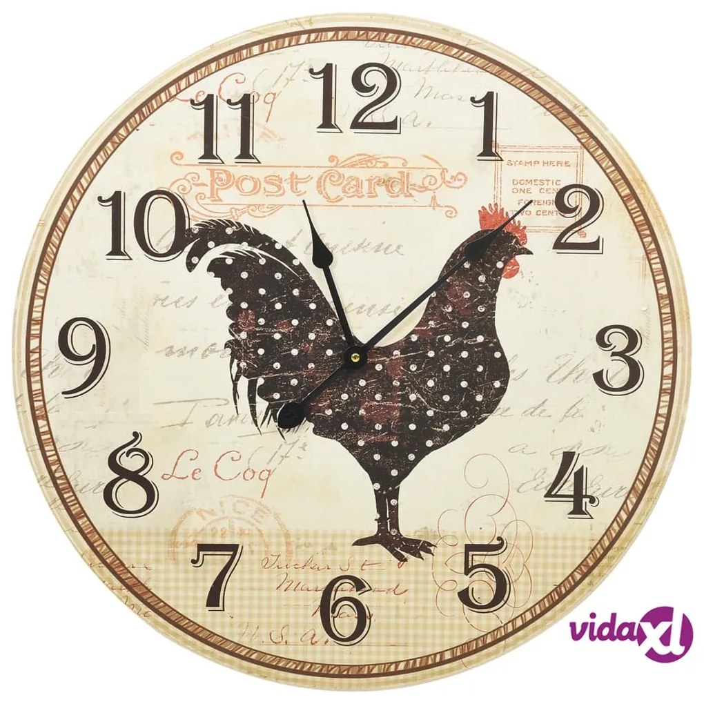 vidaXL Orologio da Parete Design Gallo Multicolore 60 cm in MDF