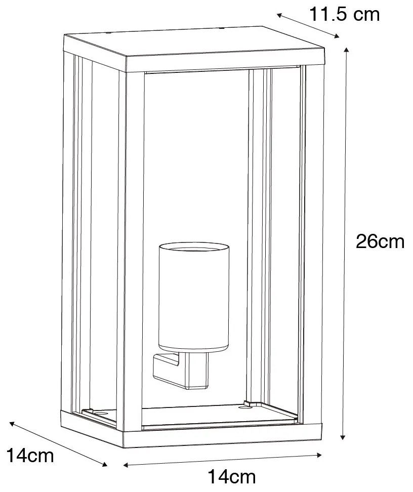 Lampada da parete smart per esterni nera con vetro scanalato incl. WiFi A60 - Charlois