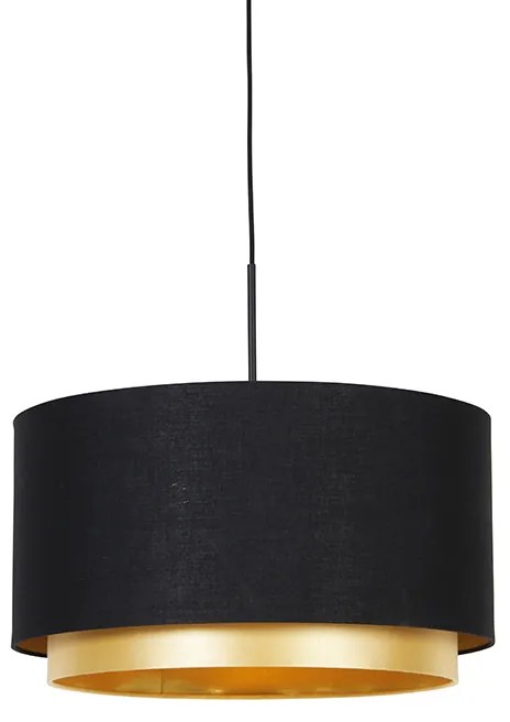 Lampada a sospensione moderna nera con oro 47 cm doppio paralume - Combi