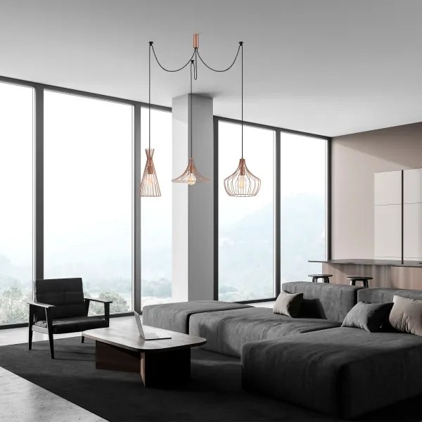 Lampadario a sospensione con filo MEZOPOTAMYA 3xE27/40W/230V ragno