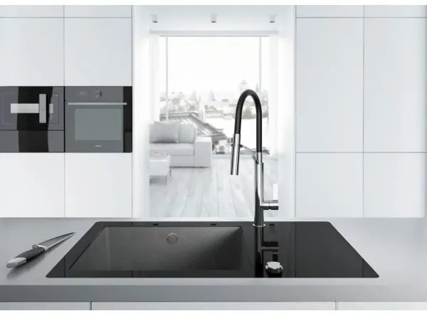 Deante BGB_B720 - Rubinetto per lavello con braccio flessible GERBERA nero/cromo