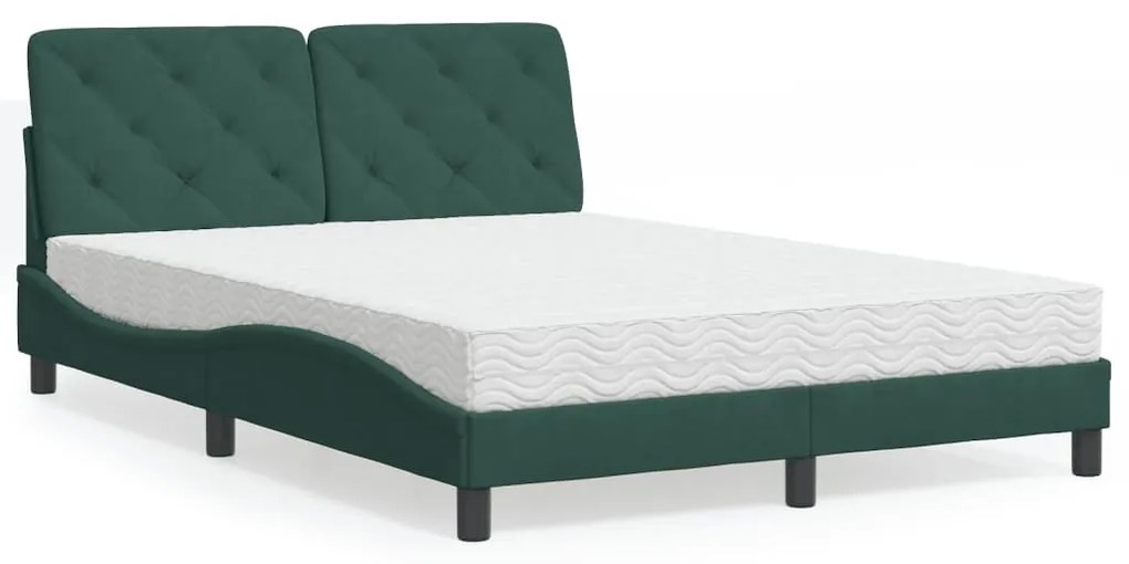 Letto Con Materasso Verde Scuro 120x200 Cm İn Velluto /
