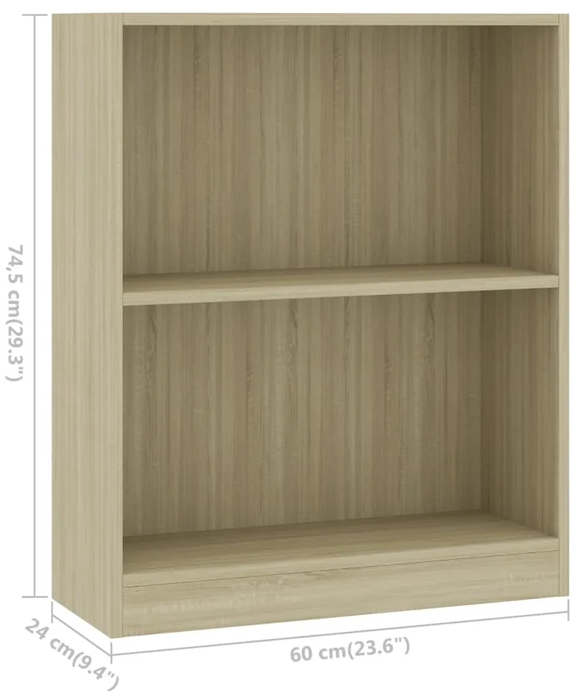 Libreria Rovere Sonoma 60x24x76 cm in Legno Multistrato