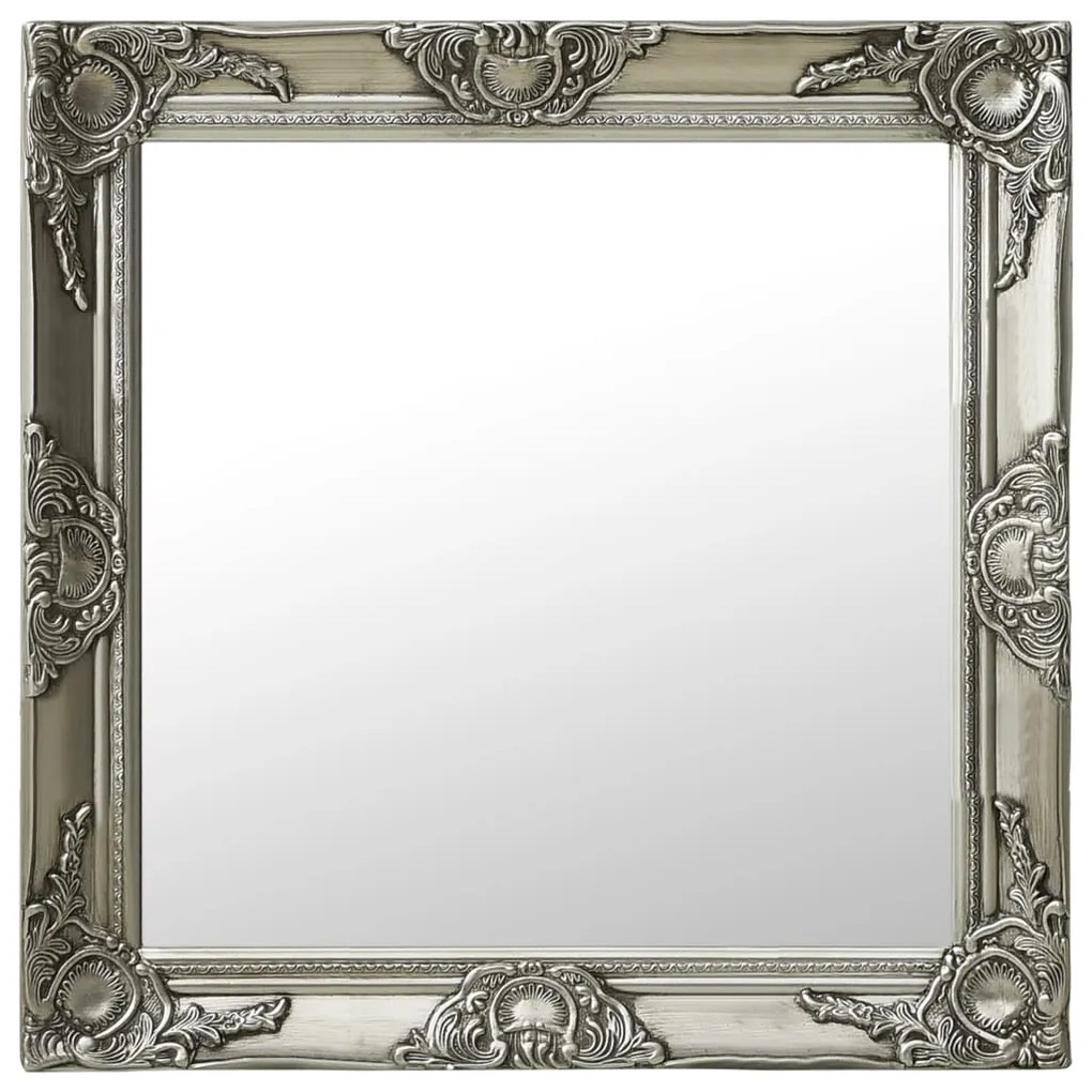 Specchio Da Parete Stile Barocco 60x60 Cm Argento /