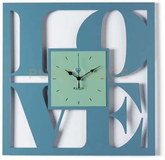 Orologio da parete di design love blu oltremare/verde acqua in ferr...