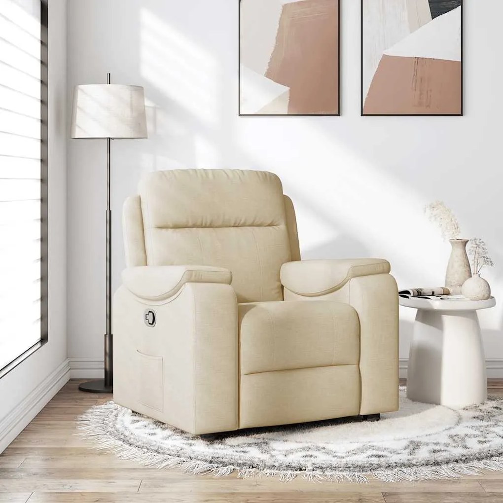 Poltrona Reclinabile İn Tessuto Crema /