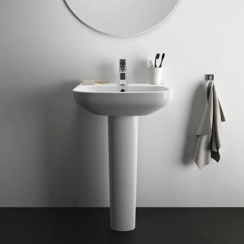 Lavabo Ideal Standard 60 cm con colonna in ceramica lucida   I.Life A