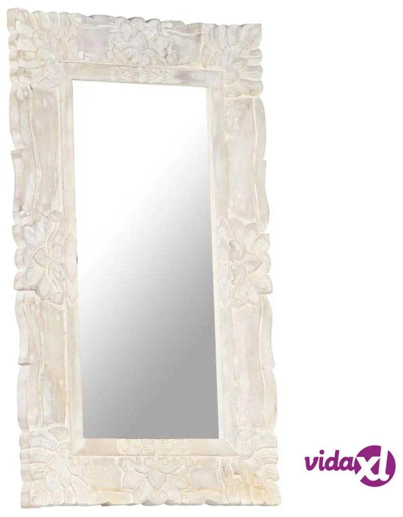 vidaXL Specchio Bianco 80x50 cm in Legno Massello di Mango