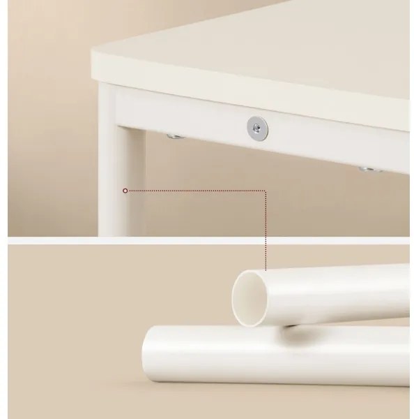 Tavolino laterale con presa elettrica integrata e porte USB ROD bianco/crema