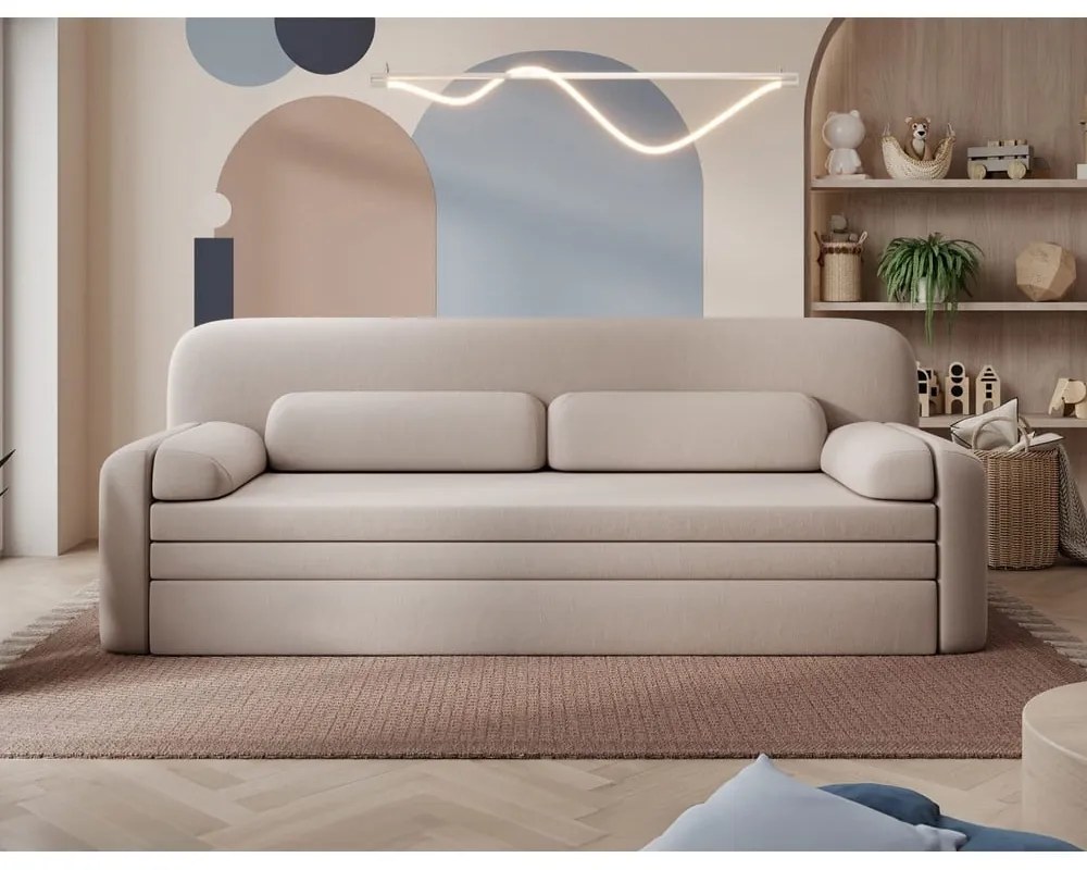 Divano beige allungabile/con contenitore e rivestimento in velluto 236 cm Elioss – ELTAP