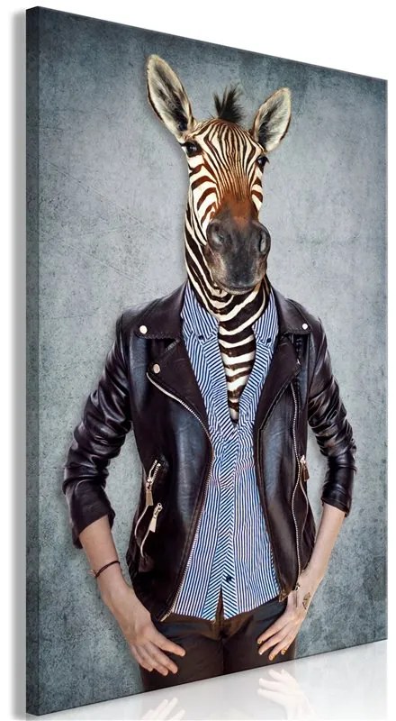 Quadro Zebra Ewa (1 Part) Vertical Colore Grigio, Dimensioni e Misure 80x120