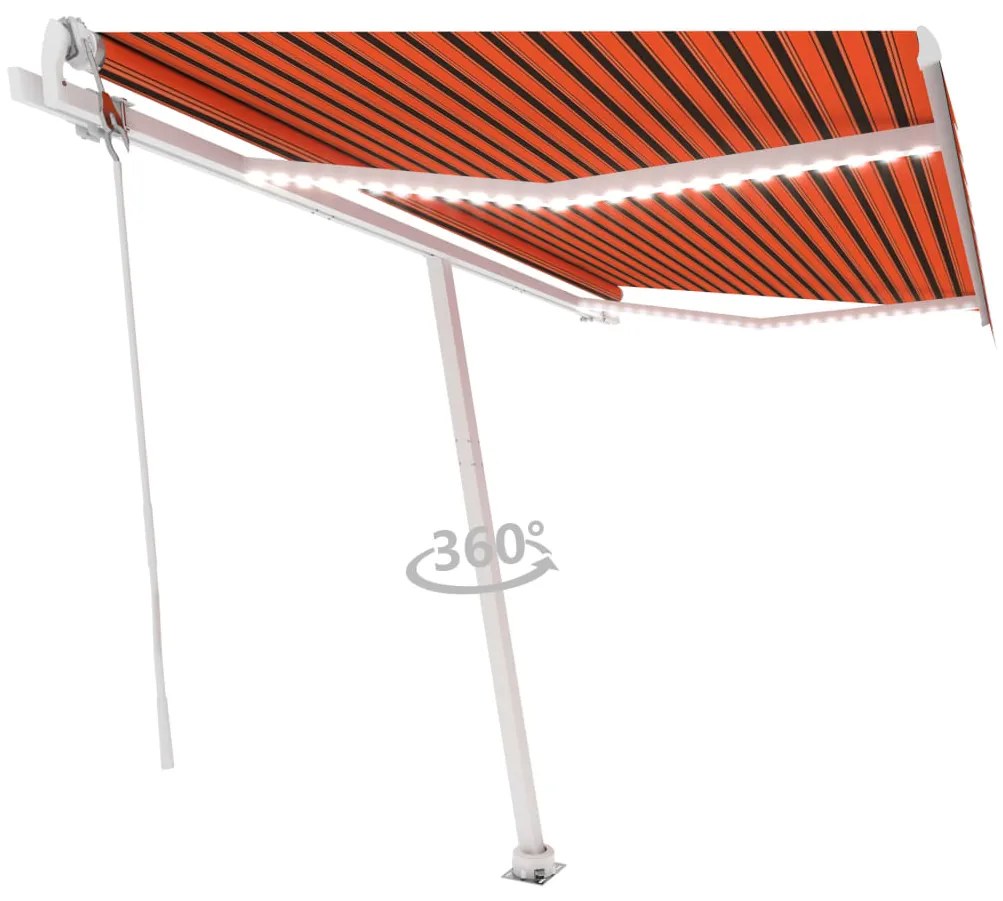 Tenda Automatica Sensore Vento e LED 450x350 cm Arancio Marrone