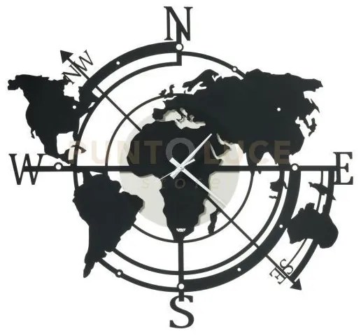 Orologio di design da parete planisfero piccolo avorio e nero